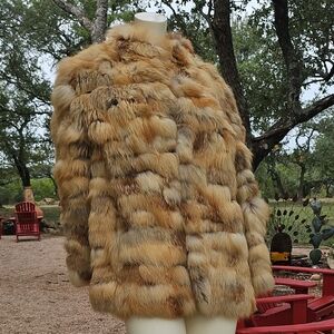 Vintage 70's-80's Couture Red Fox Tail CALIFORNIA ROBINSON'S Pretty Fur Jacket M